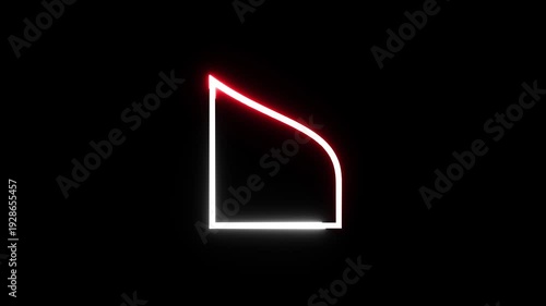 Glowing neon geometric shape line animation. Neon  line frame on black background.