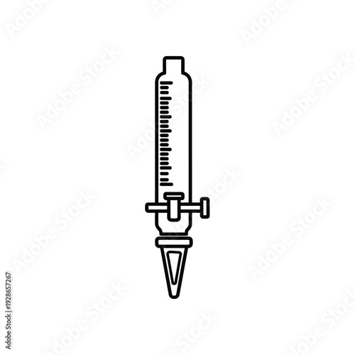 Burette laboratory glassware for chemical titration experiments.