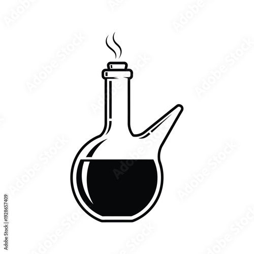 Distillation flask with smoking liquid.