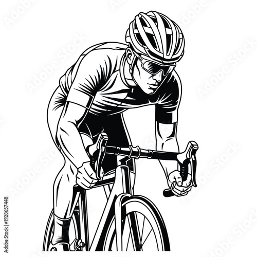 Dynamic Cyclist in Action Vector Illustration.