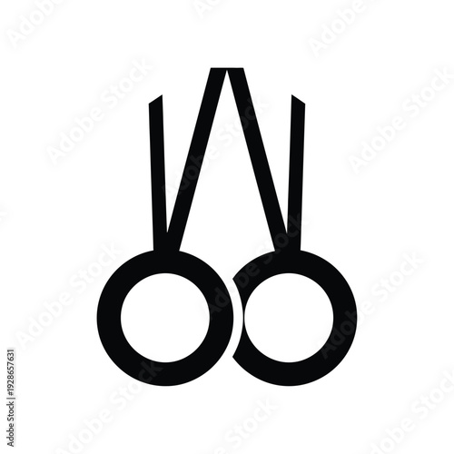 Gymnastic rings black and white icon.