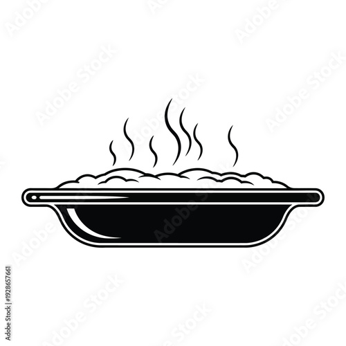 Hot Food Dish with Steam Icon.