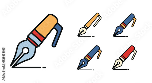 Calligraphy Pen Line clean vibrant tone illustration