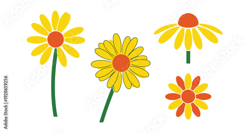 Butter Daisy Line abstract color concept vector