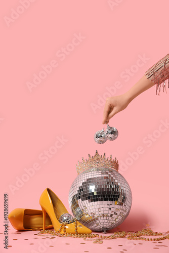 Female hand with disco ball...