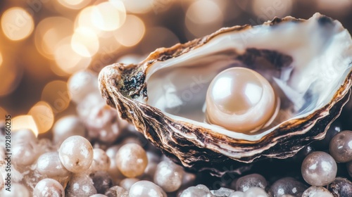 Luminous Pearl Nestled Inside a Rough Oyster Shell