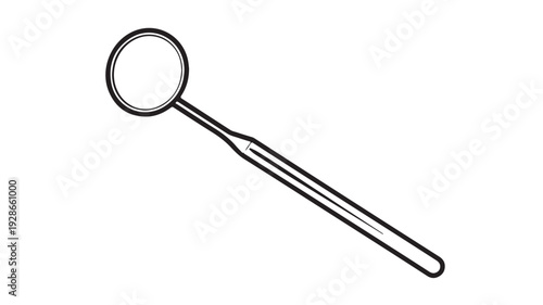 Magnifying Glass in Simple Line Art Style with Black Outline on White Background for Graphic Design