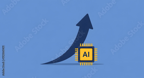 AI chip and upward arrow showing growth