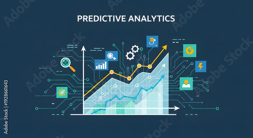 Predictive analytics chart and icons