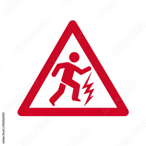 Electric Shock Warning Sign Symbol isolated on transparent background.
