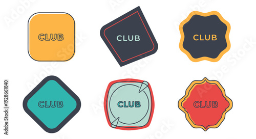 Club Badge Line art minimal digital color illustration