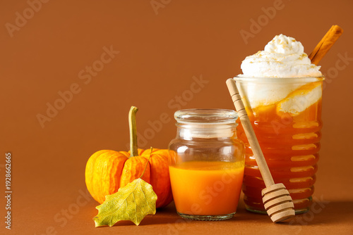 Glass of orange pumpkin spi...