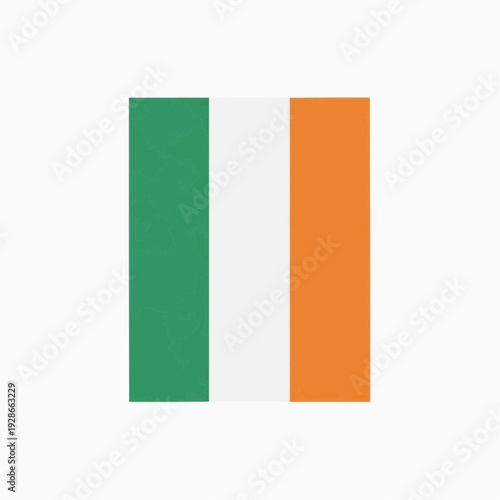 Vertical Irish flag with textured green, white, and orange stripes