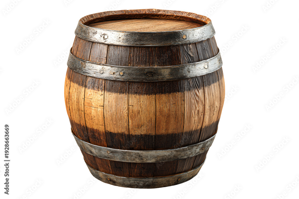 Fototapeta premium Wooden Barrel with Metal Bands