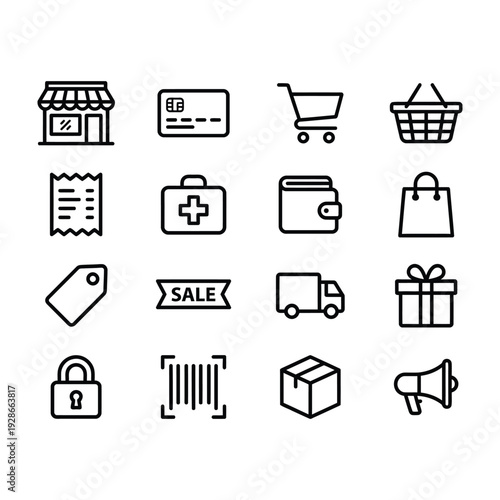 Set of 16 e-commerce icons vector