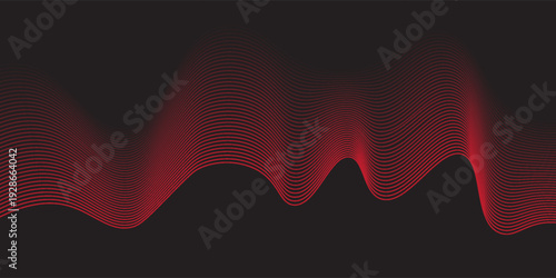 Abstract background with lines and waves. Medium banner size. Element for design. Vector background for brochure, booklet, flyer, poster. Red and black gradient. Black Friday banner