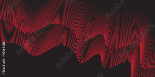 Abstract background with lines and waves. Medium banner size. Element for design. Vector background for brochure, booklet, flyer, poster. Red and black gradient. Black Friday banner