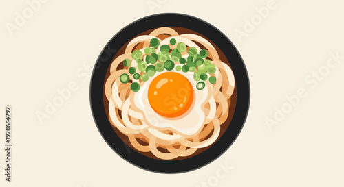 Fried Egg on Noodle Garnish.