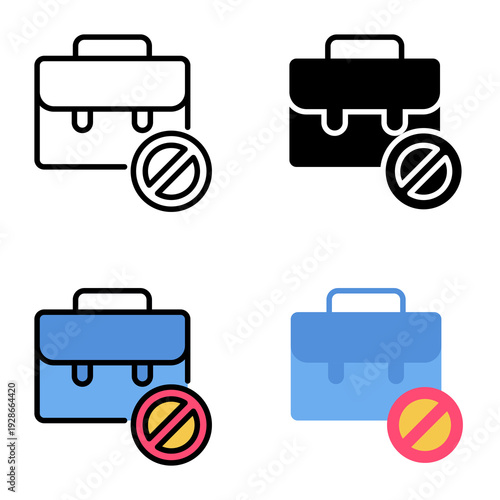 Unemployment icon collection of various styles for design branding, print and digital media
