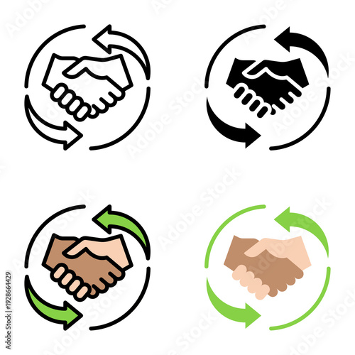 Trade agreement icon collection of various styles for design branding, print and digital media