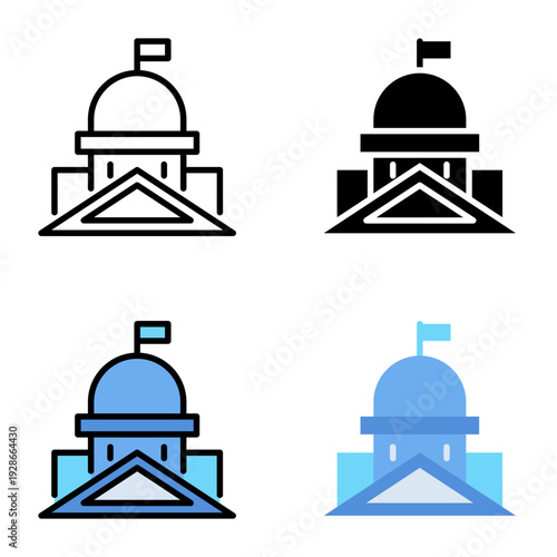 Government icon collection of various styles for design branding, print and digital media