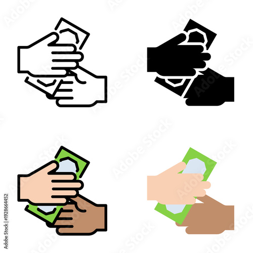 Cash payment icon collection of various styles for design branding, print and digital media