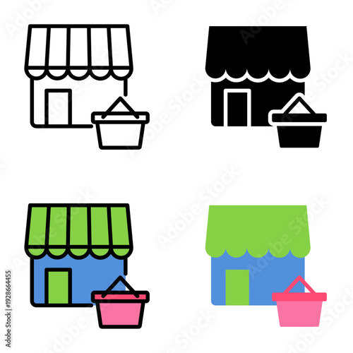 Retail icon collection of various styles for design branding, print and digital media