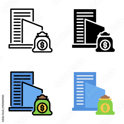 Assets icon collection of various styles for design branding, print and digital media