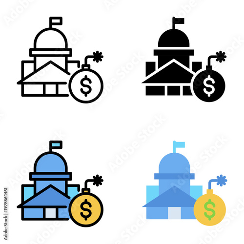 Debts icon collection of various styles for design branding, print and digital media