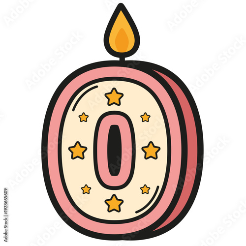 Number Zero Birthday Candle Illustration