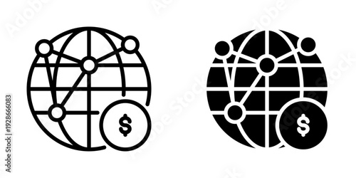 Global network icon, element icon for design branding, print, and digital media