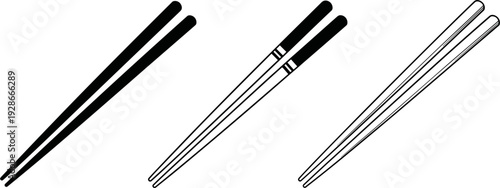 Chopsticks Icon Collection in Various Styles for Asian Cuisine, Food Design, and Culinary Culture Illustrations