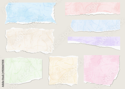 破れた和紙、和風素材のセット