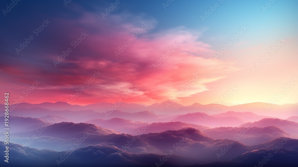 Obraz premium Silhouettes of Majestic Mountains against a Mesmerizing Sunset