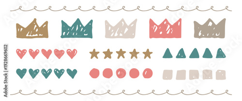 お気に入りを示す手描き評価アイコンセット