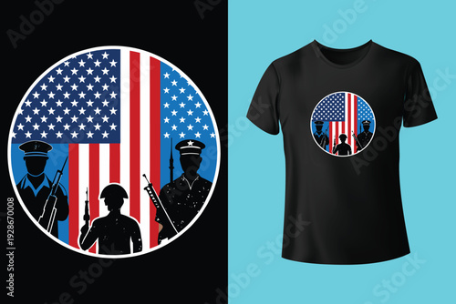 Americat - cute cat in sunglasses. Happy Independence Day, design illustration. Good for advertising, poster, announcement, invitation, party, T shirt print.