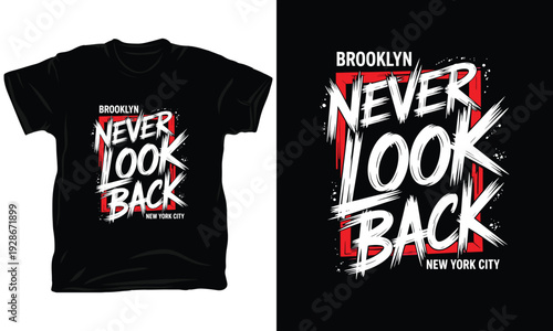 Brooklyn never look back text illustration with new york city vector