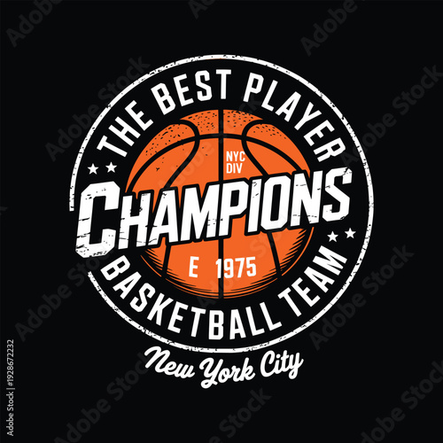 The best player champions basketball team vector illustration for New York City tournament