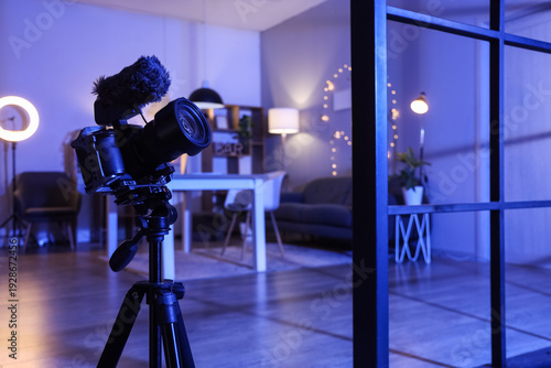 Professional camera in dark...