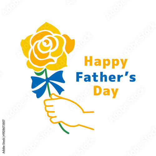 シンプルな1輪のバラを手渡すイラスト