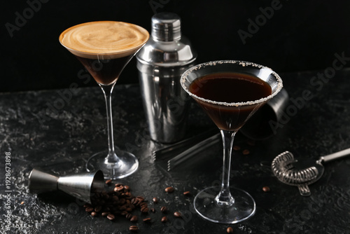 Glasses of tasty espresso m...