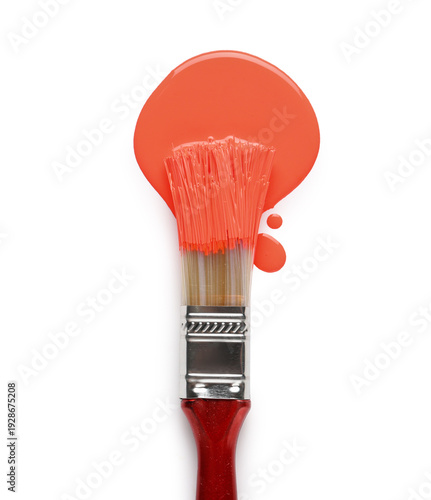 Brush with paint on white b...