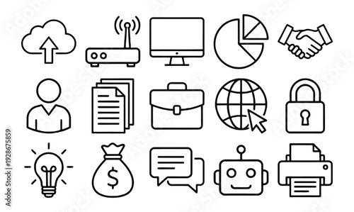 Set of 16 business icons vector