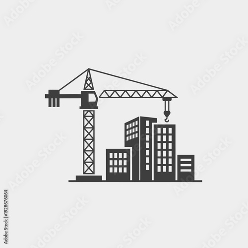 Construction Crane Building Cityscape High Rise Development Urban Project