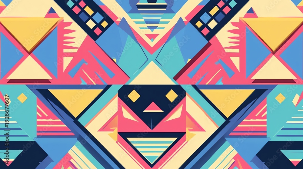 Obraz premium Vibrant Geometric Pattern with Abstract Shapes and Colors.