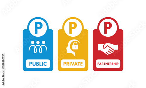 Public Private Partnership (PPP) logo featuring people, security lock, and handshake icons representing collaboration between government and private sectors for development.