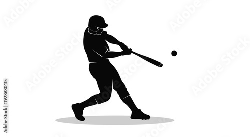 Athletic baseball player vector illustration showing a dramatic swing with a bat, making contact with the fast-moving ball in a compelling sports graphic.
