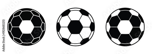 Classic Black and White Soccer Ball Icons Set Isolated Vector Collection