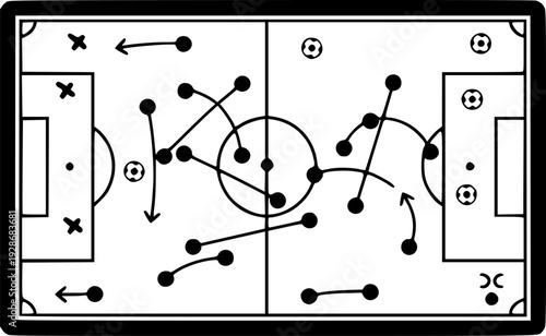 Football Coach Tactical Board Strategy Plan Vector Illustration
