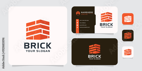 Modern residential real estate brick building logo concept